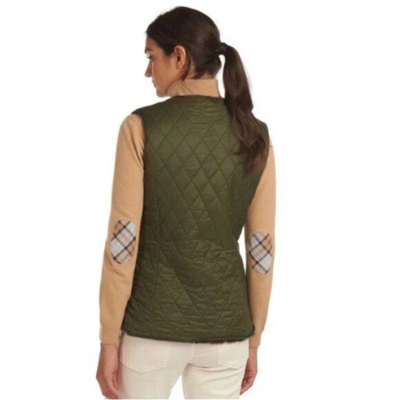 NWT Barbour Hornbeam Liner, Olive/Dark Brown | Size US 8 / UK 12 - Picture 3 of 11